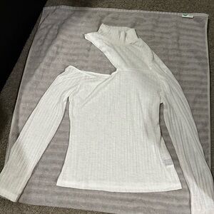 SHEIN White Ribbed Asymmetrical Blouse size XL